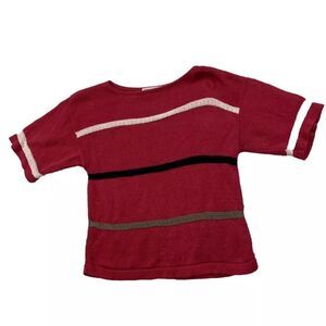 PROPHECY Vintage Linen Chunky Knit Shirt Womens Medium MadeUSA Red 90s M